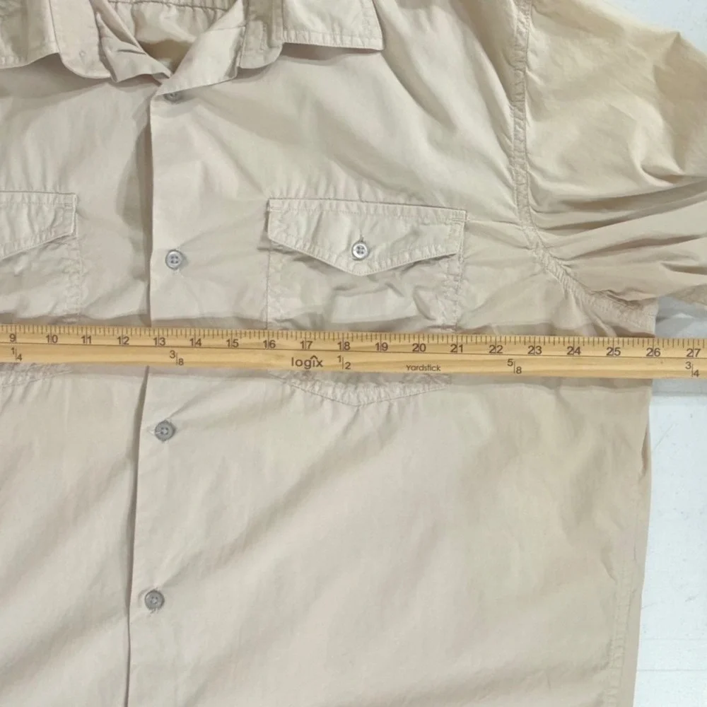Banana Republic Button Front Shirt XXL Tall Tan Cotton Safari Epaulets READ
